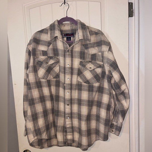 VNTG Williams Bay heavy Flannel Shirt Cotton Pearl snap  Shacket L - Picture 1 of 6